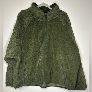 All in Motion Women's Full Zip Sherpa Olive Green Jacket- size XXL